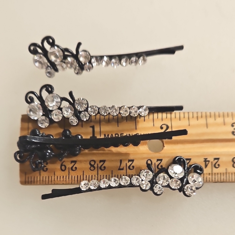 Set Of 4 Butterfly hair pins Special Occasion Updo Bun Braid Prom Party - Picture 2 of 4